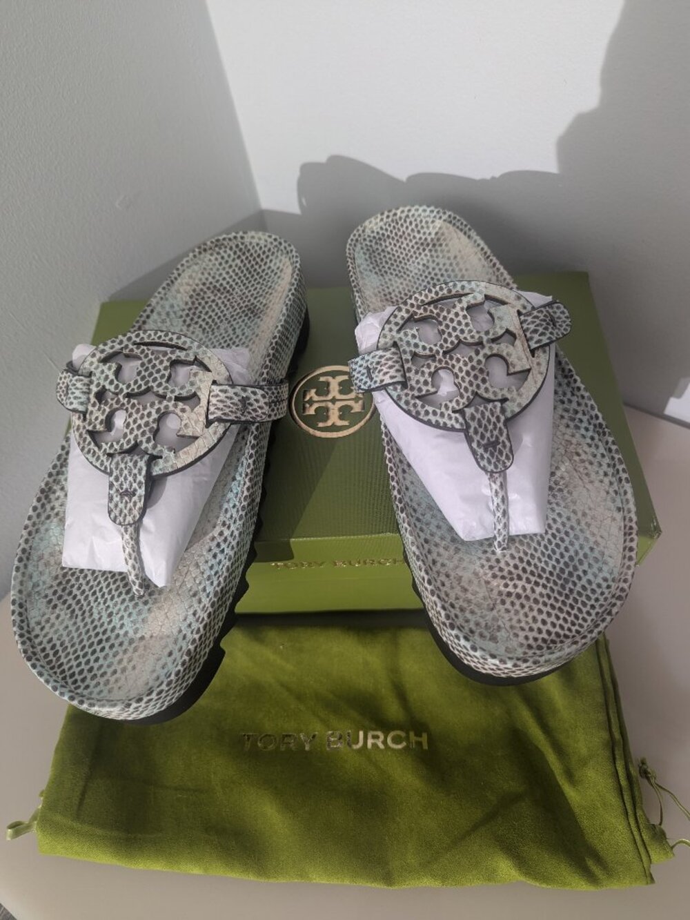 Tory Burch $258 Miller Cloud Lug Sandals Snake print - Picture 3 of 12